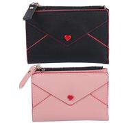 BESTYASH 2 Piezas de Mini Carteras con Cremallera para Mujer Carteras con Bordado de Corazón Tarjetero Compacto para Mujer