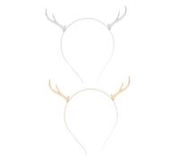 BESTYASH 2 Piezas diadema de asta tocado de navidad diademas navideñas para mujer cabello ciervo Diadilla oro aro de pelo de asta de navidad broche de pelo de asta de navidad aleación Plata