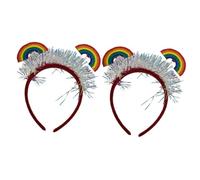 BESTYASH 2 Piezas Diadema Joyas Para El Cabello Delirio Banda Para El Cabello Del Orgullo Diadema Para El Cuidado De La Piel Brillo Corporal Diademas Women Colorful El Plastico