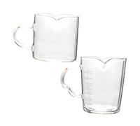 BESTYASH 2 piezas Jarras de Leche de Vidrio con Tazas de Café de Doble Boquilla Recipientes para Leche Café y Multiusos para Hogar y