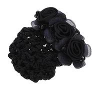 BESTYASH 2 Piezas Neta de flores Centralo para el cabello de flores cabello para mujeres seda bollos redes moño de ballet neto soportes para moños para el cabello de las mujeres tela Negro