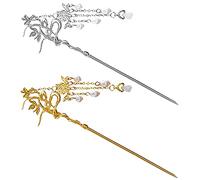 BESTYASH 2 Piezas Peluquería de loto de perla palos de pelo para el cabello Boda pasadores metalicos borlas accesorios para el cabello hanfu horquillas para el cabello elegantes aleación