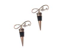BESTYASH 2 piezas Tapón Metálico para Botella de Vino de Color Bronce con Diseño Love Reutilizable y Regalo de Boda Elegante para Uso Bar y Hogar