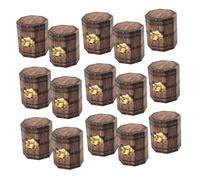 BESTYASH 20 Piezas Caja de Regalo Vintage Plegable Textura de Madera Caja Hexagonal de Almacenamiento para y Dulces Diseño de Barril Pirata para Fiestas Temáticas y Detalles de Monedas