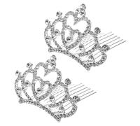 BESTYASH 2piezas Diademas De Princesa Con Rhinestones Para Niñas Mini Tiara y Accesorio De Cabello Para Fiestas y