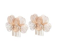 BESTYASH 2piezas Peinetas De Novia De Flores Doradas Accesorios Pelo De Boda Horquillas De Cabello Perlas Para y Mano Diseño Elegante