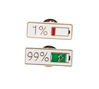 BESTYASH 2piezas Pin De Batería Social Creativo Broche Esmalte Divertido Para Hombres y Mujeres Insignia De Cantidad De Electricidad Accesorio Original Para Ropa y Bolsos