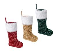 BESTYASH 3 Piezas Calcetines de Navidad Colgantes con Lentejuelas Rojas Doradas y Verdes Bolsas de Regalo para Árbol Decoración Festiva y Almacenamiento para y Obsequios