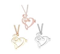 BESTYASH 3 Piezas Collar De Nota Musical Colgante De Corazón Collares De Moda Para Mujeres De Moda Collar De Nota Musical Joyas De Notas Musicales Colgante De Ropa Aleación