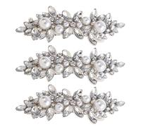 BESTYASH 3 Piezas de Pelo con Strass de Metal Plateado de Clips de Cristal Brillantes para Mujeres y Niñas Accesorios Nupciales para Boda y Damas de Honor Sujeción Firme para Cabello Grueso