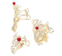 BESTYASH 3 Piezas Dragon Hair Claw Clips Vintage Metal Rhinestone Barrette Strong Grip For Thick Hair Spring Festival Traditional Chinese Year Accessories