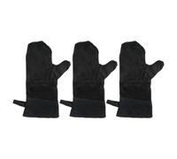 BESTYASH 3 Piezas Guantes para Horno Antideslizantes Negros de Piel y
