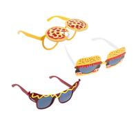 BESTYASH 3 Piezas Masquerade Party Sunglasses Pizza Hamburger Hot Dog Lenses Lightweight Reusable Photo Booth Props For Carnival Birthday Summer Celebrations