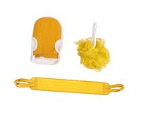 BESTYASH 3 Piezas Toallas Exfoliantes para Baño con Bola de Flores Kit de Frotación para Espalda y Cuerpo Color Amarillo Jengibre