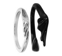 BESTYASH 4 Piezas Anillos de Ángel y Demonio Ajustables Anillo Abierto de Aleación de Zinc y Duradero para Novios Diseño Temático Único para San Valentín y