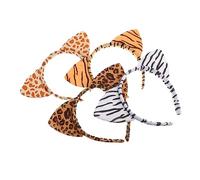 BESTYASH 4 piezas Diademas de Orejas de Animales Peluche Diadema de Cosplay con Estampado de Cebra y Accesorios para Fiesta Temáticos y Disfraz