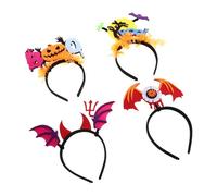 BESTYASH 4 Piezas Fluorescentes Diademas Halloween con Alas Murciélago y Calabaza Diseño Único con Tiras Neón Cómodas de No Tejida para Fiestas Familiares y Grupos