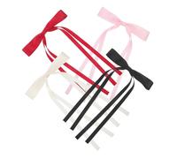 BESTYASH 4 Piezas Horquilla De Lazo Chicas Para Dama Estilo Acortar Colores Pasadores De Pelo De Cinta De Raso Señoras Mujer Cabello Barretas Accesorios Cordón Pelos Bonito Borla Tela