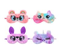 BESTYASH 4 Piezas Máscara de Infantil Suave de Peluche Coloridos Unicornio Oso Cubre Ojos para Siestas