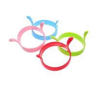BESTYASH 4 piezas Moldes de Silicona para Huevos Redondos con Doble Asa Antiadherentes y Resistentes para Cocinar Tortillas Panqueques y Omelettes de Colores Verde Rojo Azul y Rosa