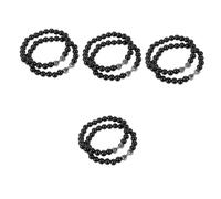 BESTYASH 4 Series Pulsera De Cuentas Negras Brazalete De Plata Esterlina Pulsera Ponderada Pulsera Infinita Felpa Hombres Pulsera De Cuentas Pulsera Con Mancuernas Aleación 2 Piezas X 4