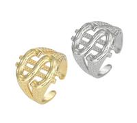 BESTYASH 4piezas Anillos Abiertos De Símbolo De Dinero Para Hombre Anillos Ajustables De Joyería Para Ocasiones Especiales