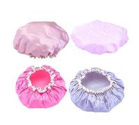 BESTYASH 4piezas Gorro de Ducha de Doble Capa Gorro de Baño para Mujer Satén Resistente al Agua para Proteger el Cabello Baño Ducha