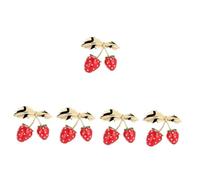 BESTYASH 5 Piezas Broche De Cereza Pin De Solapa De Mujer Broche De Fresa Broche Para La Ropa Broche De Frutas Broche De Ropa Pin De Solapa De Fresa Insignia De Ropa Rojo Pintura Al Óleo