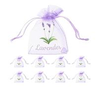Bestyash 50 piezas de sierra de lavanda para especias de malla transpirable de gasa con cordón ligero bolsa perfumada para flores secas joyas y regalo
