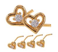 BESTYASH 6 Piezas De Piercings Para La Nariz Con Forma De Corazón Y Gancho Torcido Cadena Para La Nariz Decoración De Aros En Forma De L Piercings Para