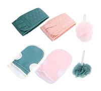 BESTYASH 6 Piezas Guantes Exfoliantes para Ducha con Funda para Espalda y Esferas de Malla Set para Exfoliación Corporal la Circulación y Relaja
