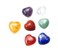 BESTYASH 7piezas Piedra De Yoga Forma De Corazón Exquisitas Piedras De Chakra Naturales Para Meditación Cristales Energéticos Para Yoga Obsequio Navideño Artículo De Hogar