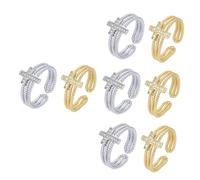 BESTYASH 8piezas Anillo Ajustable De Cruz Zirconia Para Mujeres Anillos Abiertos Chic y Cómodos Para Uso Diario