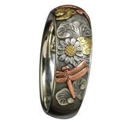 BESTYASH Anillo Retro de Aleación Diseño de Flor y Libélula Anillo Delicado para Mujer y Niña Joyería Decorativa para Fiesta y Uso Diario Talla 9 Color Imagen