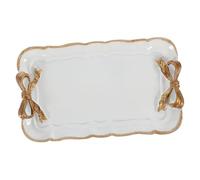 BESTYASH Bandeja de Servicio Vintage de Resina Blanca Rectangular Multifuncional para Frutas Aperitivos y Postres Decoración Práctica para Hogar y