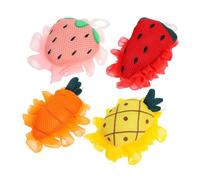 BESTYASH Bola de Baño Exfoliante de Frutas en Pe para Limpieza Corporal con 4 Piezas en Forma de Sandía, Fresa, Piña y Zanahoria