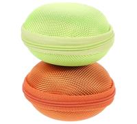 BESTYASH Bolsa Organizadora Porta Aceites Esenciales Redonda 2 Unidades 7 Compartimentos Portátil Ligero Viaje Estuche Protector Eva Colores Verde Claro y Naranja