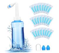 BESTYASH Botella De Descarga Nasal Exprimible 500 Ml Con Sistema De Irrigación y Sobres De Enjuague Con Sal Para Limpieza Nasal Diaria y Cuidado Respiratorio