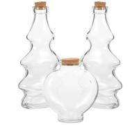 BESTYASH Botellas de Vidrio para Ceremonia de Arena 3 Piezas Set Tapón de Corcho Incluye 1 Botella Mediana en Forma de Corazón de 300 Ml para Decoración y Manualidades en Bodas
