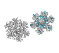 BESTYASH Broche Giratorio de Cristal 3D para Mujer Pack 2 Unidades y Azul Broche Navideño para Solapa de Abrigo Suéter o Chal Pedrería Brillante para Fiestas de Invierno