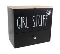 BESTYASH Caja de Almacenamiento de Madera Negra para Baño con Tapa, Organizador Compacto para Toallas Sanitarias y Tampones, Contenedor Seco y Espacioso Adecuado para Accesorios Femeninos