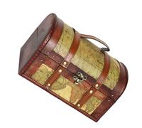 BESTYASH Caja de Madera Vintage con Cierre Retro Baúl Pequeño para Almacenamiento y Decoración del Hogar Cofre Tesoro Decorativo con Patrón Color Color