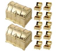 BESTYASH Cajas de Obsequio Pirata Doradas de Plástico PP Resistentes Mini Cofres Vintage para Dulces y Joyas Set de 12 Unidades para Fiestas Temáticas Infantiles y Decoración Creativa