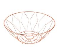 BESTYASH Cesta Metálica para Frutas Multifuncional en Hierro Diseño de Rejilla Romboidal, Color Oro Rosa, Bandeja Grande para Almacenamiento de Verduras y Snacks en Cocina y Hogar