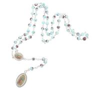 BESTYASH Collar de Cuentas de Oración para Hombre Color Verde Nuestra Señora de Guadalupe, Rosario Robusto de Cuentas Pulidas, Cadena Religiosa Masculina para Uso Diario y Obsequio