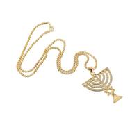 BESTYASH Collar de Menorá Judía Estrella de David y Cristales Obsequio Religioso de Janucá para Mujer Hombre Joyería de Candelabro de Imitación de Gemas para Uso Festivo