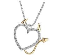 BESTYASH Collar De Mujer Colgante De Corazón y Diablillo Joyería Delicada Para Fiestas y Eventos Especial Para Amigas y Familiares