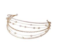 BESTYASH Diadema Multicapa De Boda Dorada Joyería De Accesorios Cabello Tocado De Novia Cristales Para Mujeres y Niñas