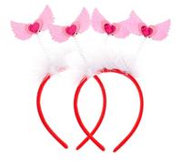BESTYASH Diademas de Corazón para Niña 2 Piezas Color Rosa Accesorios Cabello Día de San Valentín Fiesta Boda Decorativas y Cómodas para Fotos