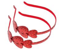BESTYASH Diademas en Forma de Corazón Rojo 2 Unidades Tamaño Estándar Lentejuelas Brillantes para Niñas Fiesta San Valentín Accesorios para Cabello